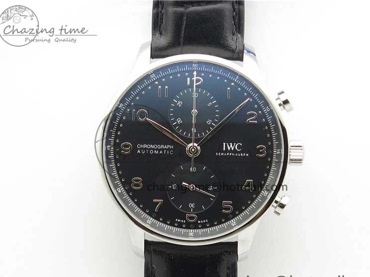 MIROTIME 0325 Portuguese Chrono IW371609 ZF 1:1 Best Edition Black Dial on Black Leather Strap A SmartChoice 7100
